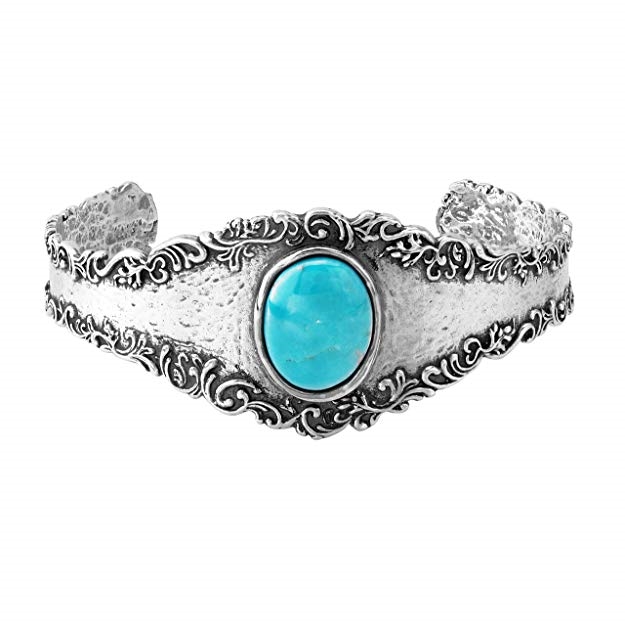 Paz Creations .925 Sterling Silver Bangle Amethyst Turquoise