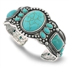 Jianxi Women's Antique Rgentium Plated Base Heart Compressed Turquoise Bracelet Cuff Bangle Fashion Jewelry