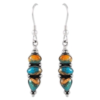 Spiny Oyster Turquoise Earrings in 925 Sterling Silver