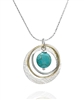 Multi Circles Turquoise Necklace Sterling Silver & 14k Gold-Filled Pendant, 18"+4" Extender