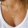 Artmiss Boho Women Multilayer Necklace Gold Turquoise Coin Sequins Pendant Necklace for Girls (Gold)