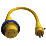 Charles A3015S 30 Amp To 15 Amp, 125 Volt Straight Adapter, Yellow