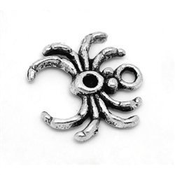 Silvertone Spider Charm Pendants - Set of 6