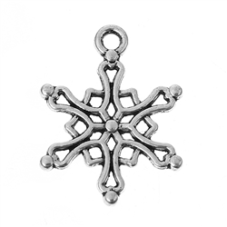 Antique Silver Snowflake Charms  -  Set of 6