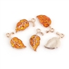 Orange Enamel Gold Plated Leaf Charms - Set of 4