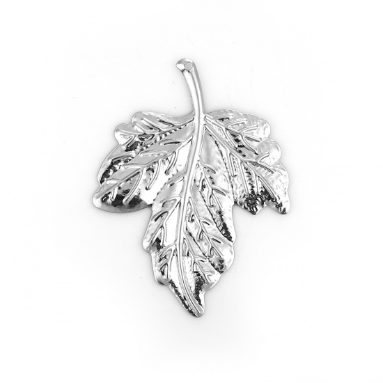 Silvertone Leaf Charms, Set of 5