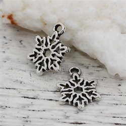 Antique Silver Snowflake Charms - Set of 6