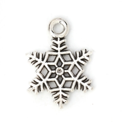 Antique Silver Snowflake Charms - Set of 6