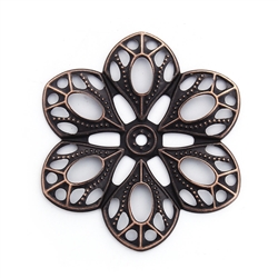 Antique Copper Filigree Flower - Set of 3