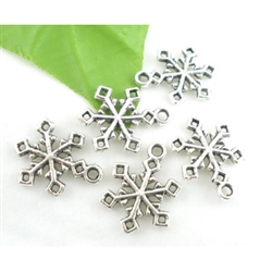 Antique Silver Snowflake Charms - Set of 6