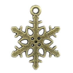 Antiqued Bronze Snowflake Charm - Set of 5