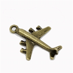 Bronze Tone Airplane Charms - Set of 5