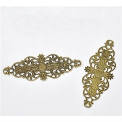 Antiqued Bronze Tone Filigree Pieces - Set of 4