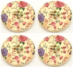 Painted Floral Wooden Buttons - 1.18" SET OF 4