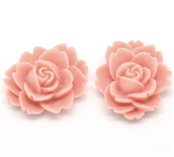 Pink Resin Flower Embellishments - 3/4"