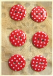 Red Patterned Resin Buttons - 15mm - Set of 6