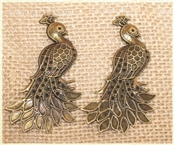 Bronze Metal Peacocks - Set of 2