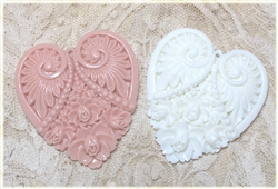 2 Piece Pink and Ivory Resin Heart Set