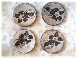 Carved Coconut Shell Buttons - 1 1/8" Set of 4