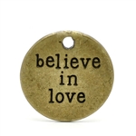 Antique Bronze 'Believe in Love' Message Charms - set of 4