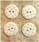 Yellow Patterned Resin Buttons - 23mm Set of 4