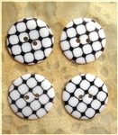 Black Patterned Resin Buttons - 23mm - Set of 4