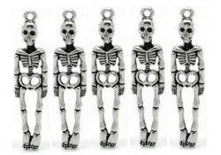 Silvertone Skeleton Charms - Set of 5