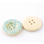 Floral Decorated Wooden Buttons - 1" Set of 4