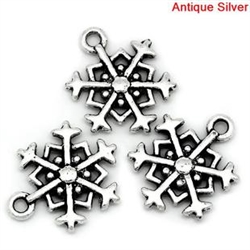 Snowflake Antique Silver Metal Charms - Set of 6