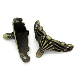 Antiqued Bronze Box Corner Feet - Set of 4