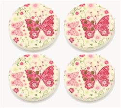 Floral Decorated Wooden Buttons - 1.18"