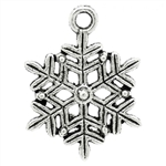 Antiqued Silver Snowflake Charms - Set of 6