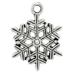 Antiqued Silver Snowflake Charms - Set of 6