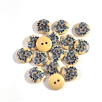 Floral Decorated Wooden Buttons - 15mm, Set of 4