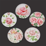 Rose Glass Dome Cabochons - Set of 5