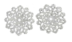 Round Silver Tone Filigree Embellishments - Set of 4