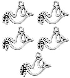 Antique Silver Dove Of Peace Charm  - Set of 5