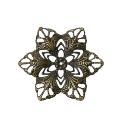 Small Antique Bronze Flower Filigree Pieces - Set of 6