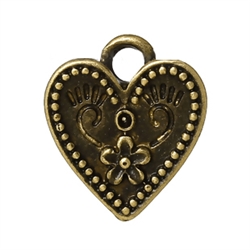 Bronze Tone Heart Charms - Set of 5