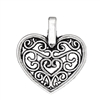 Antiqued Silver Heart Charms - Set of 3