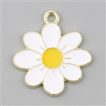 Enameled Goldtone Flower Charms,  Set of 5