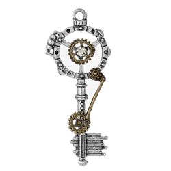 Steampunk Key - Antiqued Bronze Charm