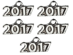 " 2017 " Antique Silver  Charm - Set of 5