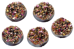 Drusy Resin Dome Seals Cabochon Round Fuchsia- Set of 5