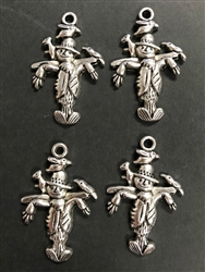 Antique Silver Scarecrow Charm - Set of 4