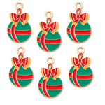 Gold Plated Christmas Ornament Enamel Charm- Set of 6