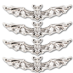 Antique Silver Color Halloween Bat (charm, connector, pendant) - Set of 6