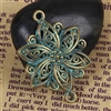 Antique Bronze Patina Flower Charm - Set of 3