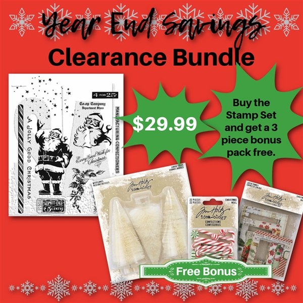 Clearance Bundle Tim Holtz Jolly Holly Stamp CMS474 Woodland Tree Lot TH94212 Layered Frames TH94362 Confections TH94351