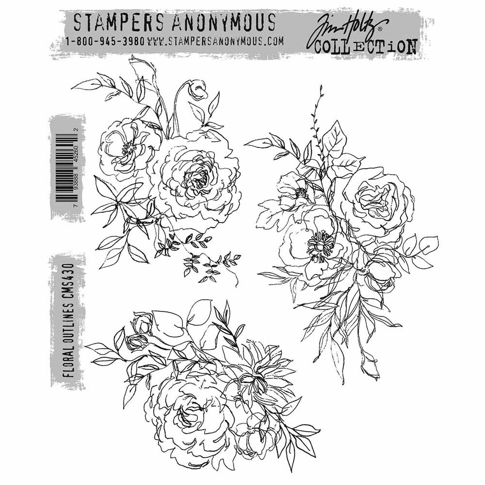 Stampers Anonymous Tim Holtz Stamp Set - Floral Outlines CMS430